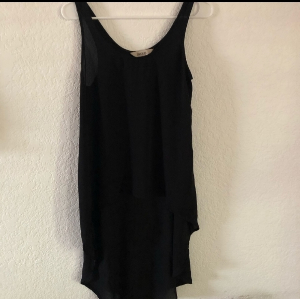Black High Low Asymmetrical Layering Top